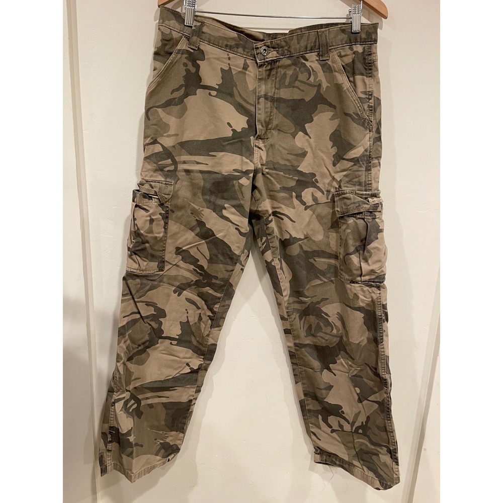 Wrangler Mens‎ Camo Cargo Pants Brown Tan Relaxed Fit Straight Leg 34 Waist - Picture 6 of 11